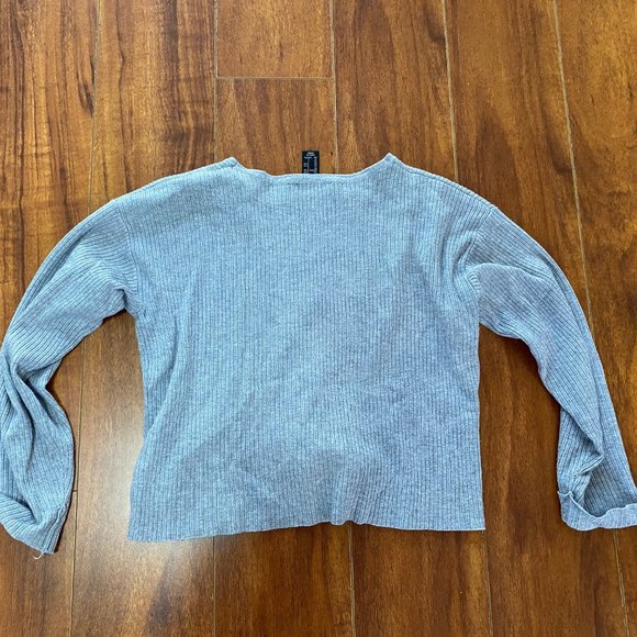 Forever 21 Cropped Gray sweater material top - Picture 2 of 2